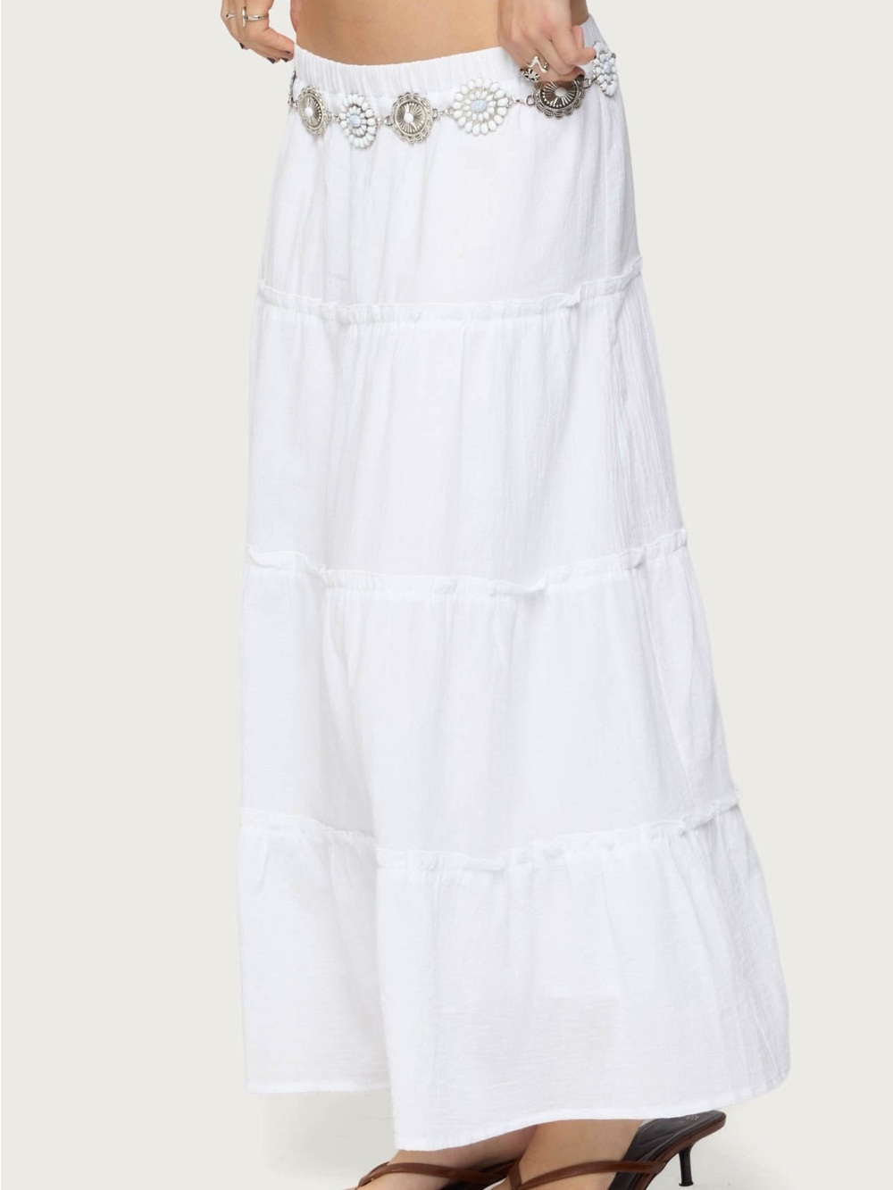 Edikted charlotte White Tiered Maxi Skirt - Classic Women's Skirt